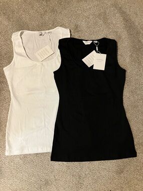 Bundle of 2 NWT Seraphine Nursing Tank Tops Black and White Size S